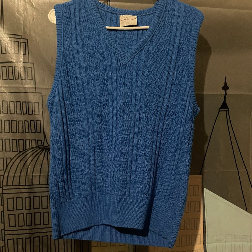 Cornflower Blue Vintage Sweater Vest, Medium